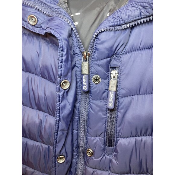 Superdry Navy Blue Women’s Full Length Padded Jacket Hooded Size US 6 - Picture 3 of 12